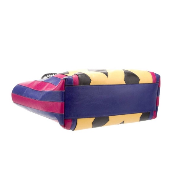 SUPER RARE Etro Multicolored Leather Tote Bag with Woven Handles - Picture 5 of 6